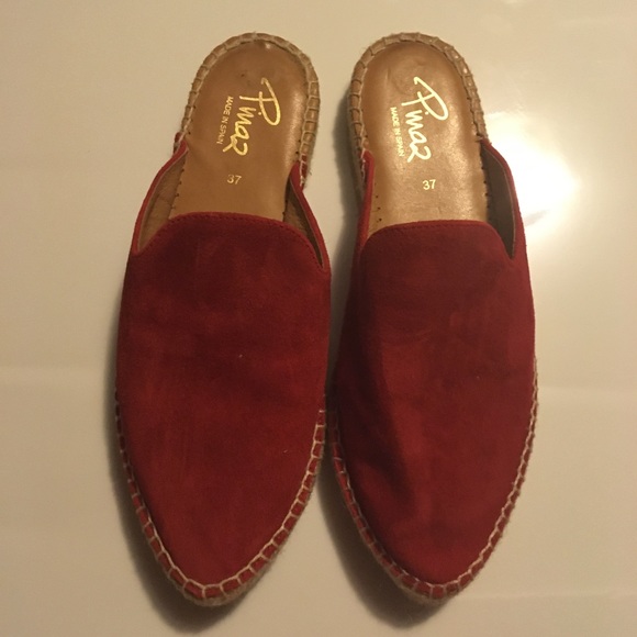 Pinaz Shoes - Pinaz Suede Red Women Mules Clogs Size 37